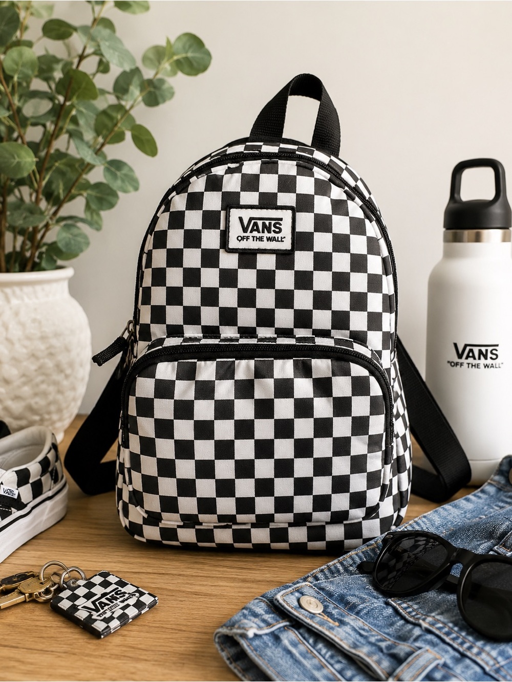 Vans Black & White Checkerboard Mini Backpack